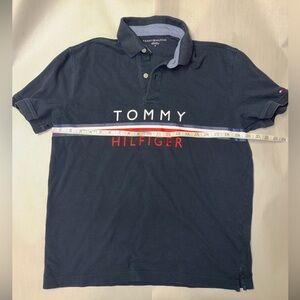 Men’s Tommy Hilfiger Black Screen Print Polo Button Size M